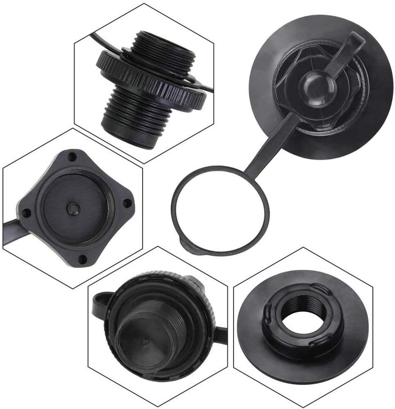 BUZIFU 2pcs Air Valve Inflatable Boat Spiral Air Plugs One-Way Inflation Replacement Screw Boston Valve for Rubber Dinghy Raft Kayak Pool Boat Airbeds,Black, 22mm - Image 2